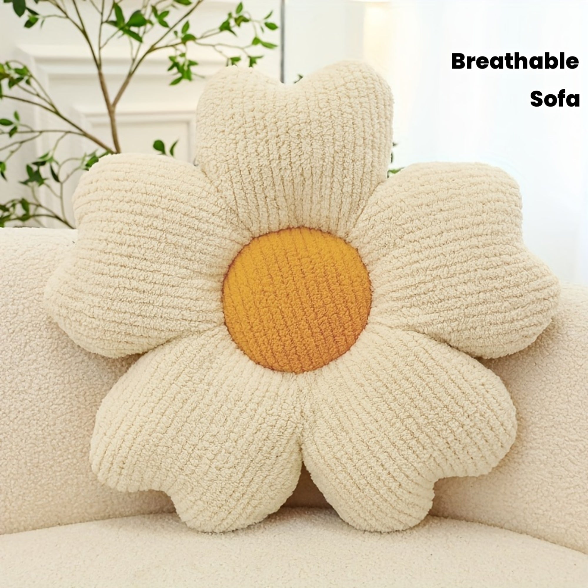 1pc FloralsKnitting Seat Cushion- Soft and Breathable Five Petal Flower Design, Washable Home Decoration, Suitable for Sofa, Dining Chair or Table, Mixed Colors(Pink and Yellow), Multifunctional Home Decoration