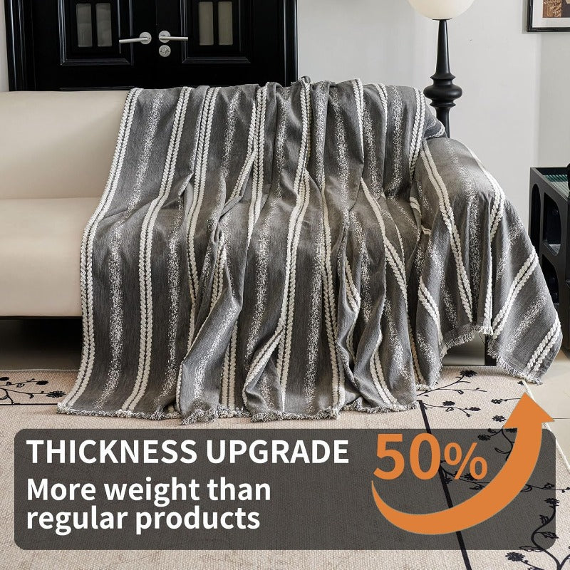 Compatible for 3-Seater, Single, Double, 4-Seater & Sofa Covers - Washable Bohemian Fringed Sectional Couch Cover Suitable for Dogs & Pets, Soft Furniture Protector Cover for Living Room, Fits Most Sofas