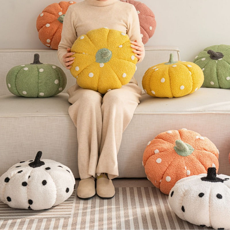 Contemporary Pumpkin Plush Cushion Suitable for Sofa Bed Car - Multicolor Stitched Waist Pillow with Bay Window Decor, Dry Only, - Cozy Waist for Living Room & Vehicle Interior Decoration