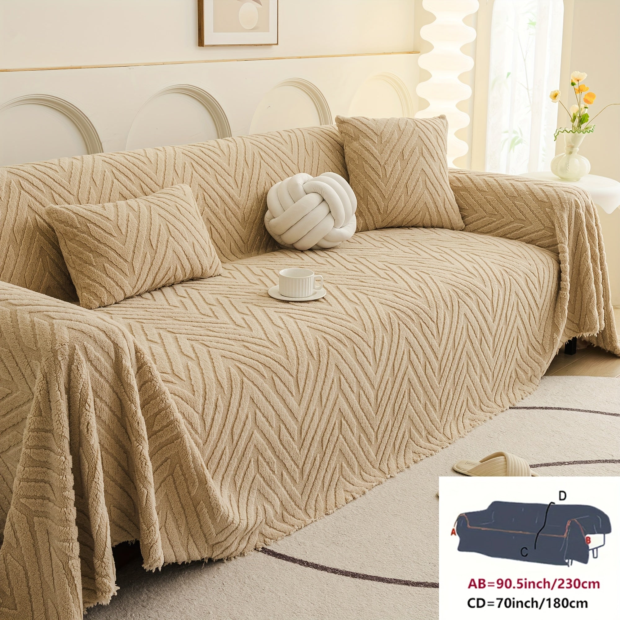Arrow Feather Four Season Universal Sofa Cover, Multifunctional Sofa Cover, Anti Slip and Durable Machine Washable Sofa Cover, Decoration for Living Room and Bedroom Furniture, Modern and Simple Nordic Style, Elegant and Fashionable Decoration.