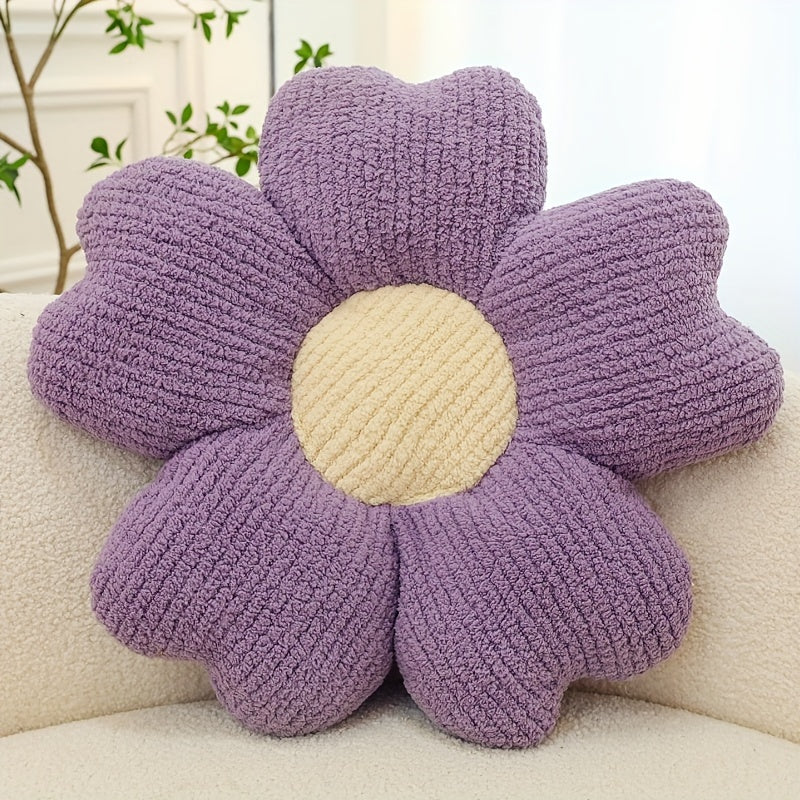 1pc FloralsKnitting Seat Cushion- Soft and Breathable Five Petal Flower Design, Washable Home Decoration, Suitable for Sofa, Dining Chair or Table, Mixed Colors(Pink and Yellow), Multifunctional Home Decoration