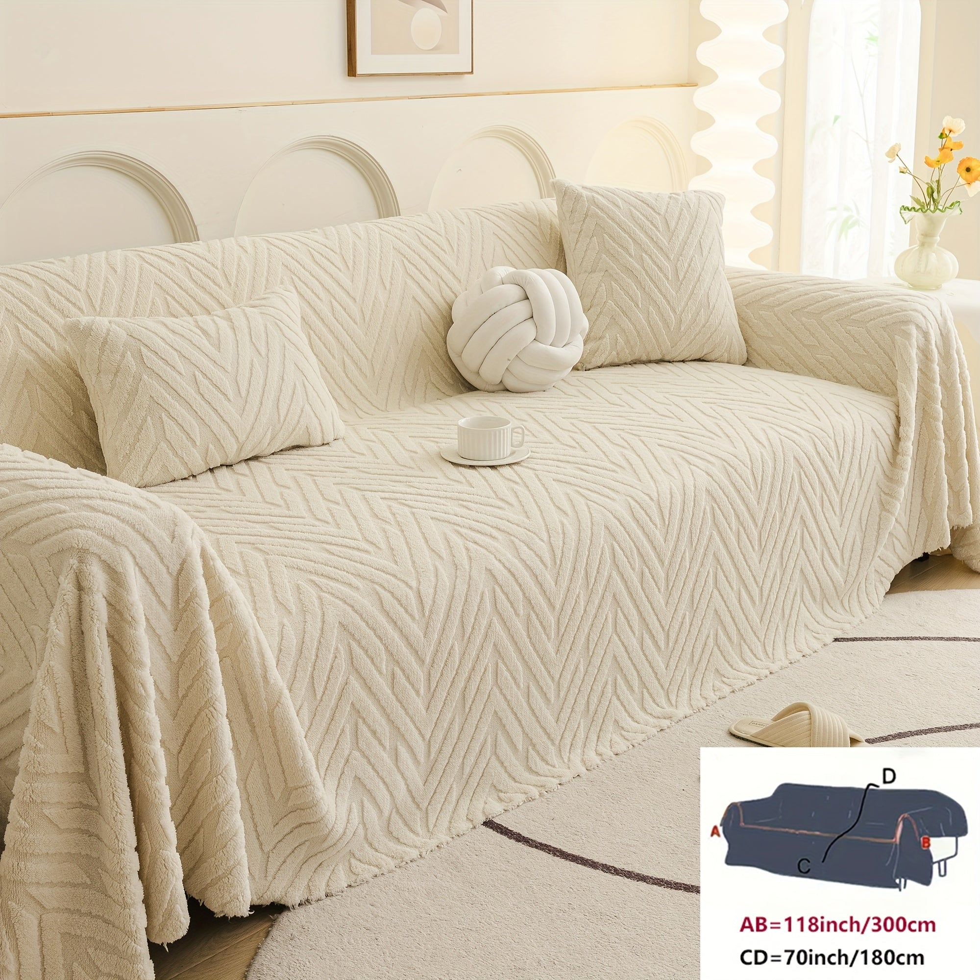 Arrow Feather Four Season Universal Sofa Cover, Multifunctional Sofa Cover, Anti Slip and Durable Machine Washable Sofa Cover, Decoration for Living Room and Bedroom Furniture, Modern and Simple Nordic Style, Elegant and Fashionable Decoration.