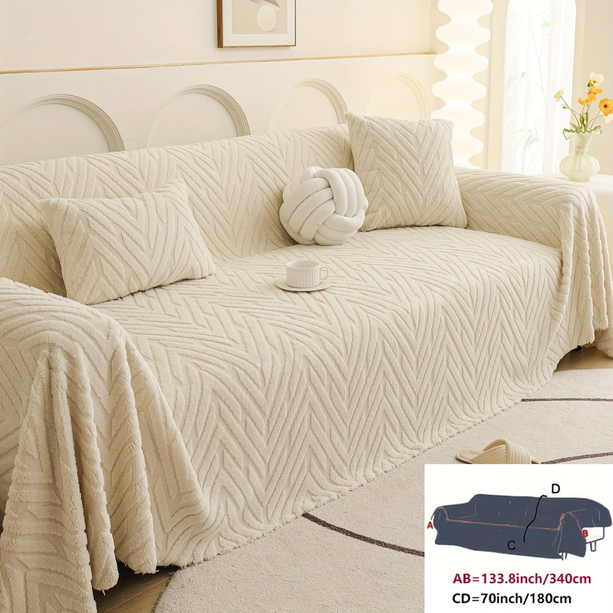 Arrow Feather Four Season Universal Sofa Cover, Multifunctional Sofa Cover, Anti Slip and Durable Machine Washable Sofa Cover, Decoration for Living Room and Bedroom Furniture, Modern and Simple Nordic Style, Elegant and Fashionable Decoration.