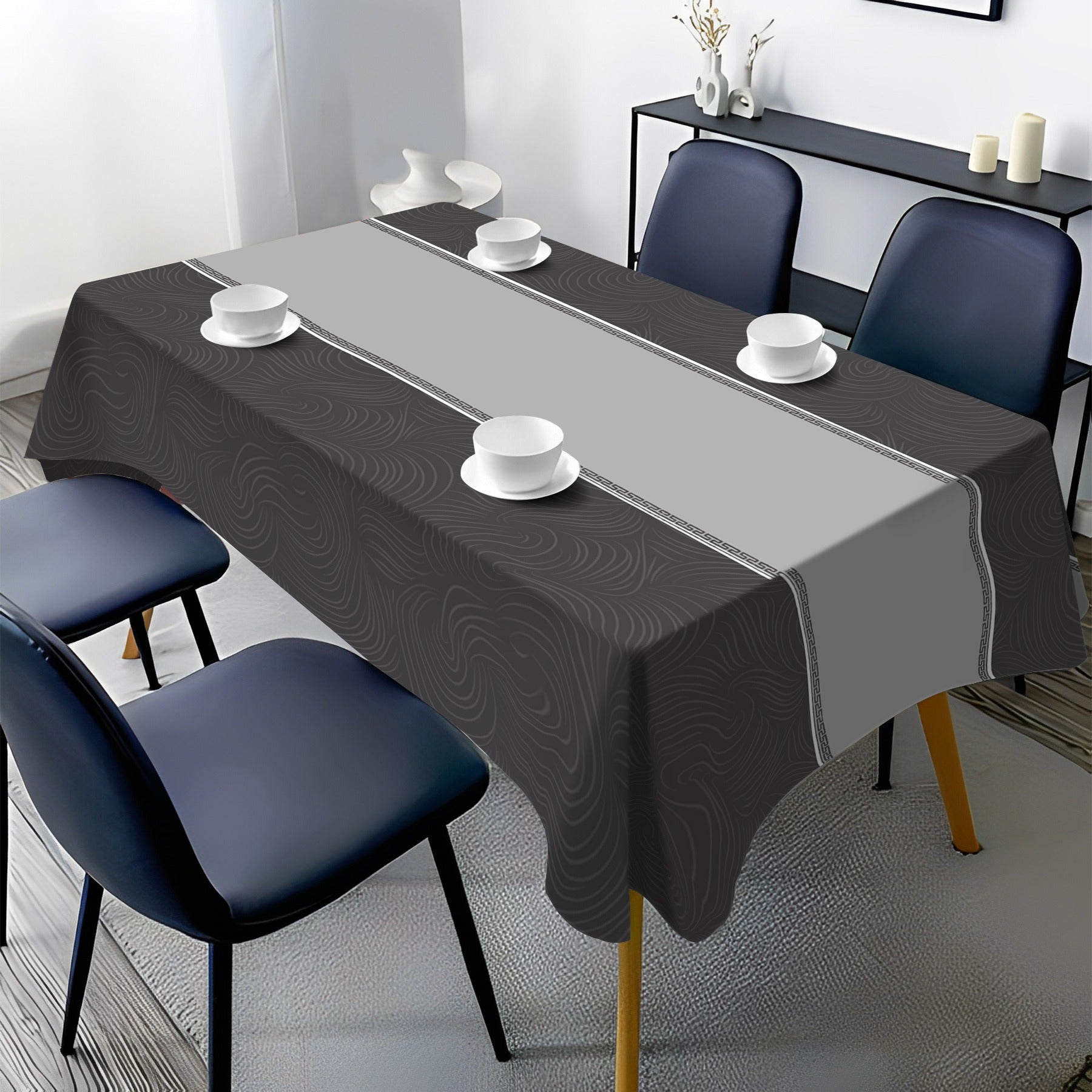 1pc Modern Minimalist Ripple Tablecloth | Elegant Design, Rectangular, Polyester, Easy-Clean, Durable, Suitable for All-Season Use, Neutral Color, Fits Dining Table, Ideal for Christmas, Valentines, New Year Decor