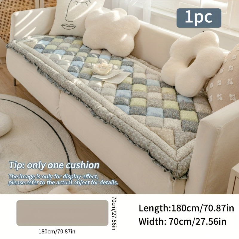 1pc Anti-slip Cushion 1pc Anti-slip Thickened Blue Gray Four Seasons Universal Steamed Bun Cushion Seat Pad | Multi-size, Living Room, Bedroom, Suitable for Two-seater, Three-seater Sofa