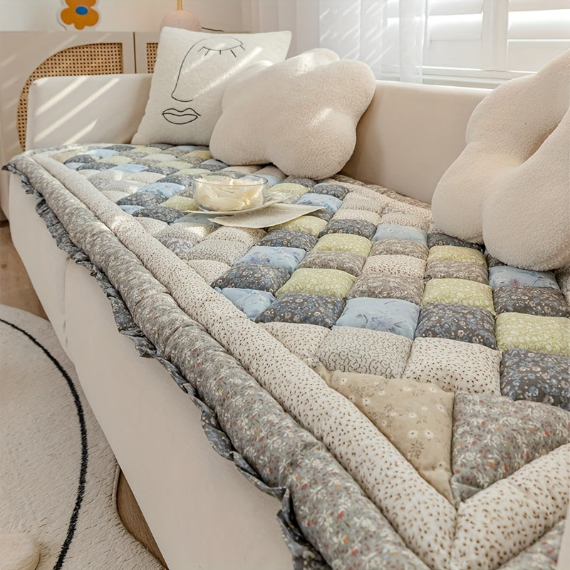 1pc Anti-slip Cushion 1pc Anti-slip Thickened Blue Gray Four Seasons Universal Steamed Bun Cushion Seat Pad | Multi-size, Living Room, Bedroom, Suitable for Two-seater, Three-seater Sofa