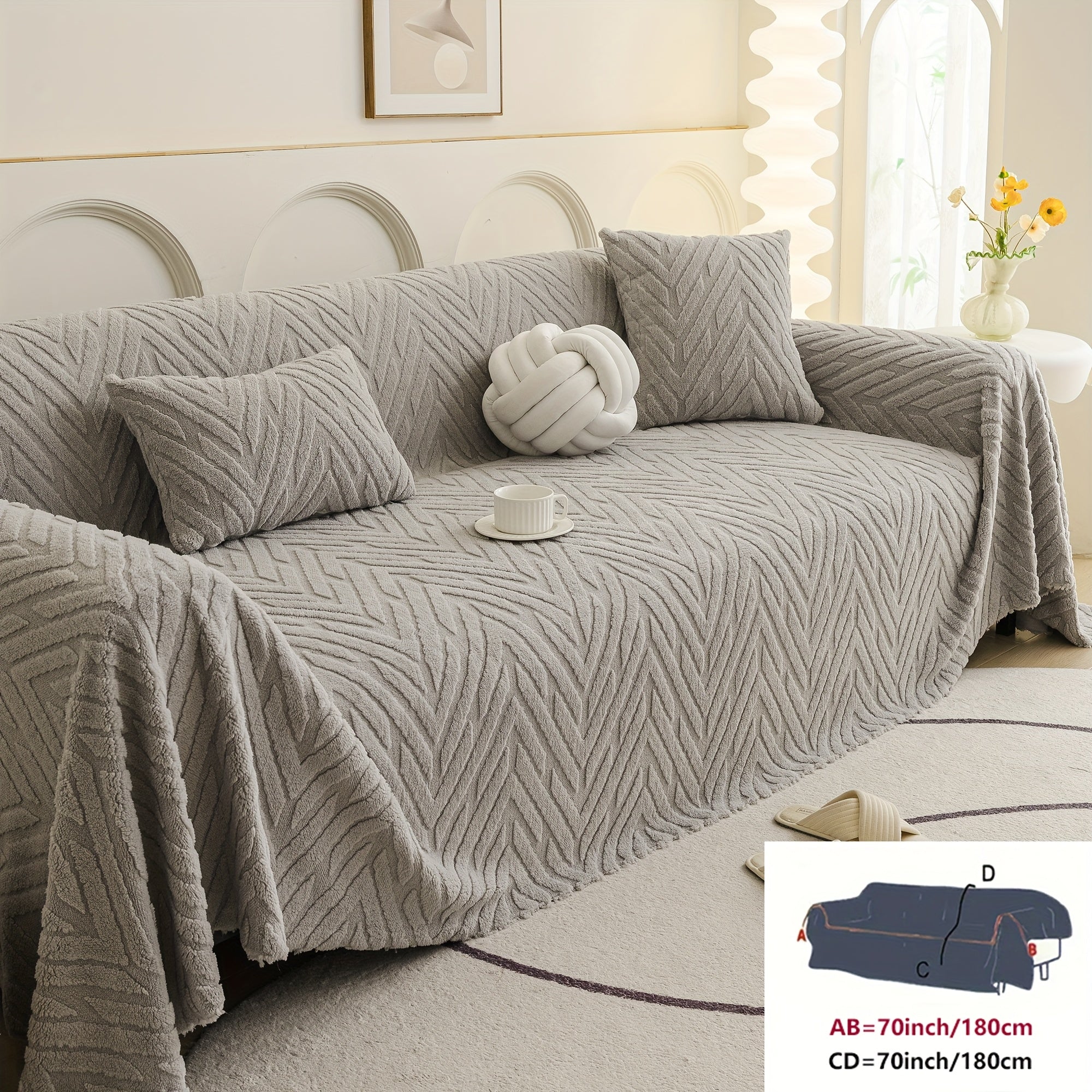 Arrow Feather Four Season Universal Sofa Cover, Multifunctional Sofa Cover, Anti Slip and Durable Machine Washable Sofa Cover, Decoration for Living Room and Bedroom Furniture, Modern and Simple Nordic Style, Elegant and Fashionable Decoration.