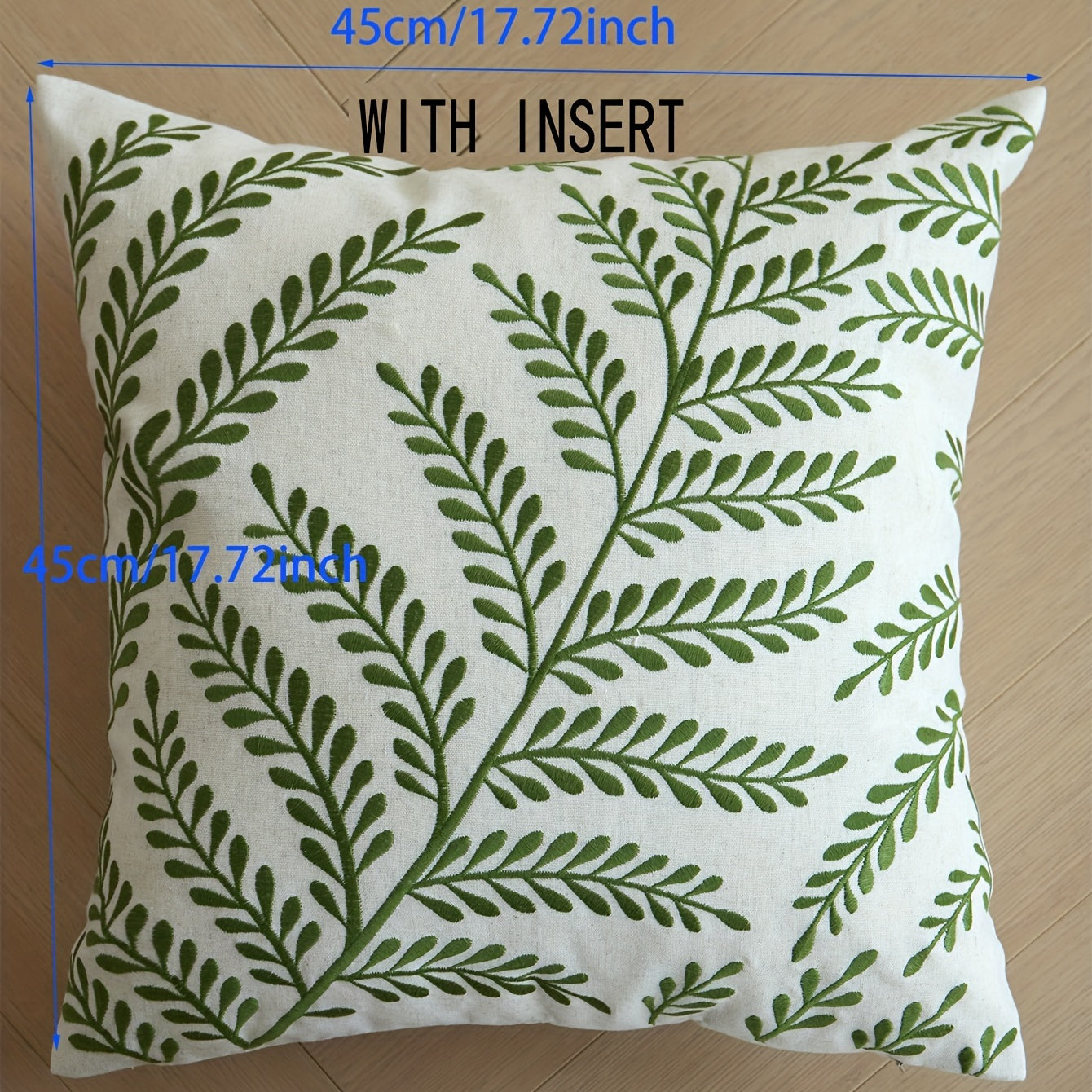 Leaf Embroidered Pillow Leaf Embroidered Throw Pillow | 1pc with Insert, 18*18in 20*12in, Rustic Style, Polyester Filling, Linen Cover, Four Seasons General Square Decorative Pillow Cushion, Suitable for Living Room, Bedroom, Couch Sofa, Home Decor