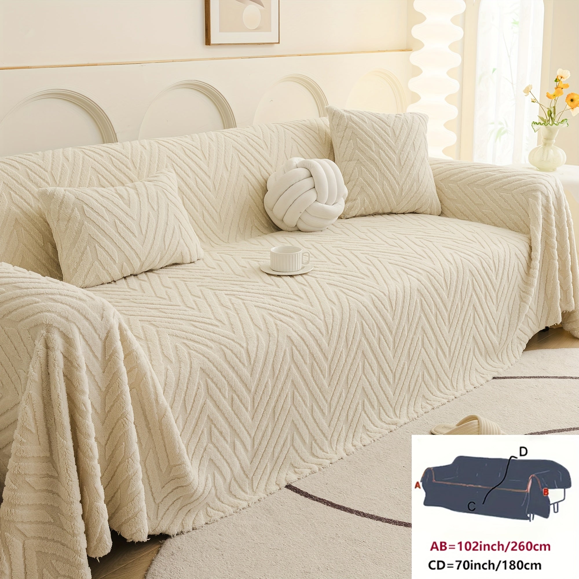 Arrow Feather Four Season Universal Sofa Cover, Multifunctional Sofa Cover, Anti Slip and Durable Machine Washable Sofa Cover, Decoration for Living Room and Bedroom Furniture, Modern and Simple Nordic Style, Elegant and Fashionable Decoration.