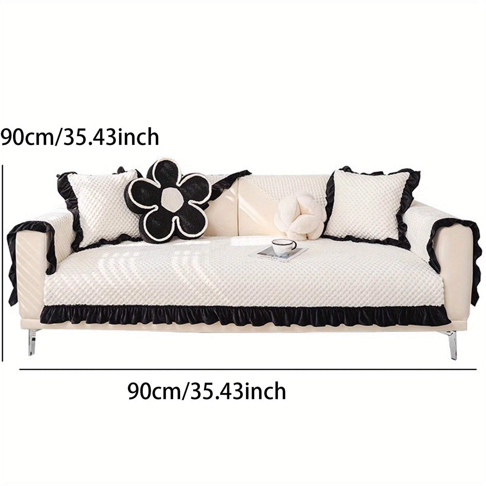 Vintage Ruffled Sofa Slipcover French Style Non-Slip Washable Decorative Couch Covers Furniture Protector for Pets Kids