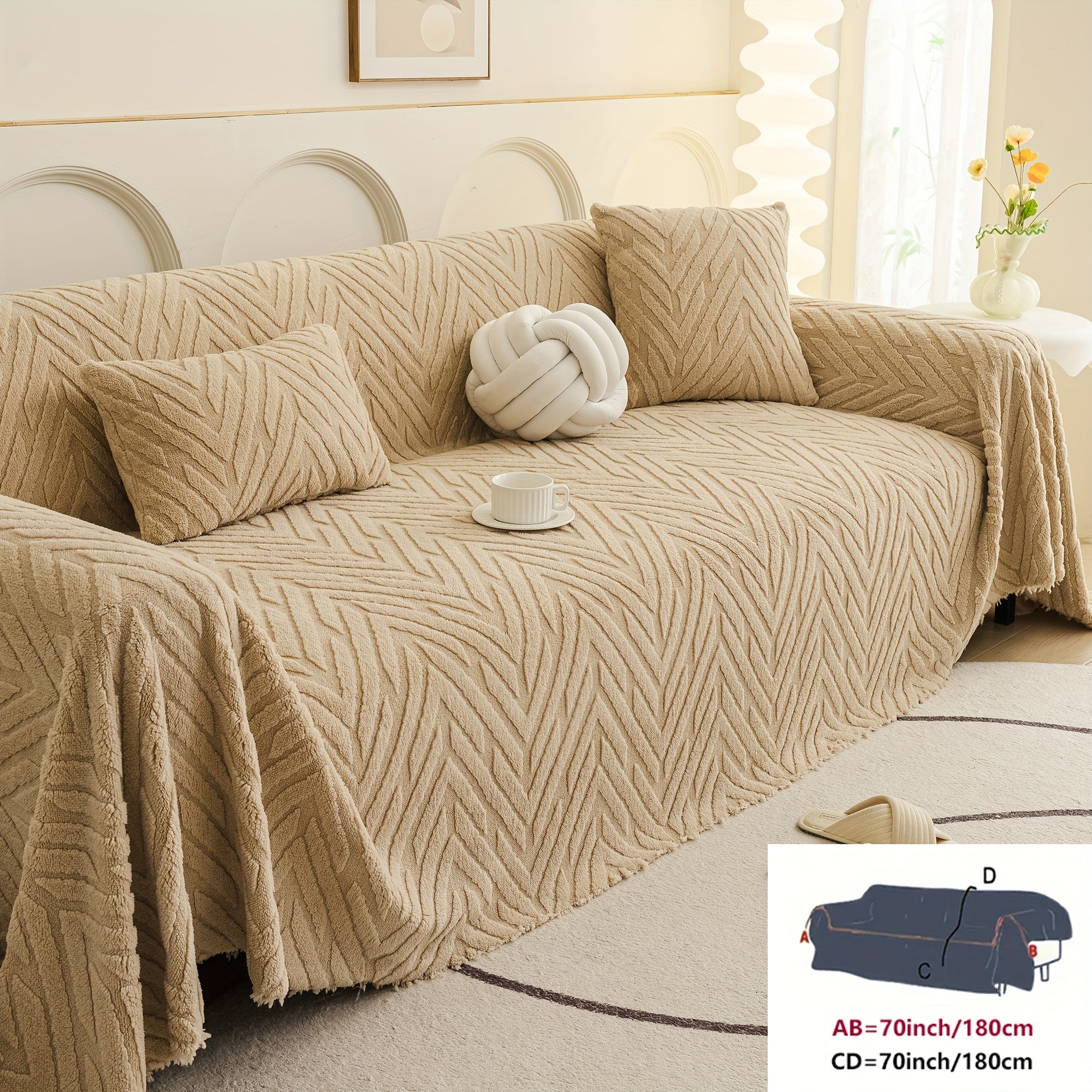 Arrow Feather Four Season Universal Sofa Cover, Multifunctional Sofa Cover, Anti Slip and Durable Machine Washable Sofa Cover, Decoration for Living Room and Bedroom Furniture, Modern and Simple Nordic Style, Elegant and Fashionable Decoration.