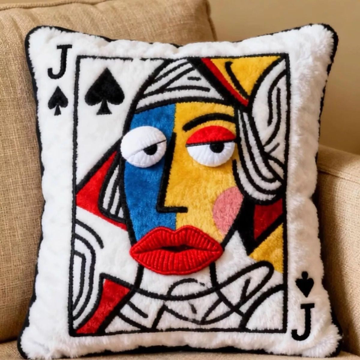 Cute Plush JQK Playing Cards Throw Pillow Cushion - Multicolor Suitable for Friends,,, Bedding Gift with Jack Queen, Dry Only, Decorative Accent for Dorm Room, New Year's Present