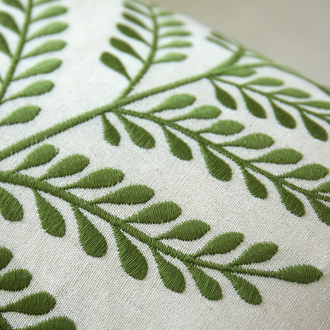 Leaf Embroidered Pillow Leaf Embroidered Throw Pillow | 1pc with Insert, 18*18in 20*12in, Rustic Style, Polyester Filling, Linen Cover, Four Seasons General Square Decorative Pillow Cushion, Suitable for Living Room, Bedroom, Couch Sofa, Home Decor