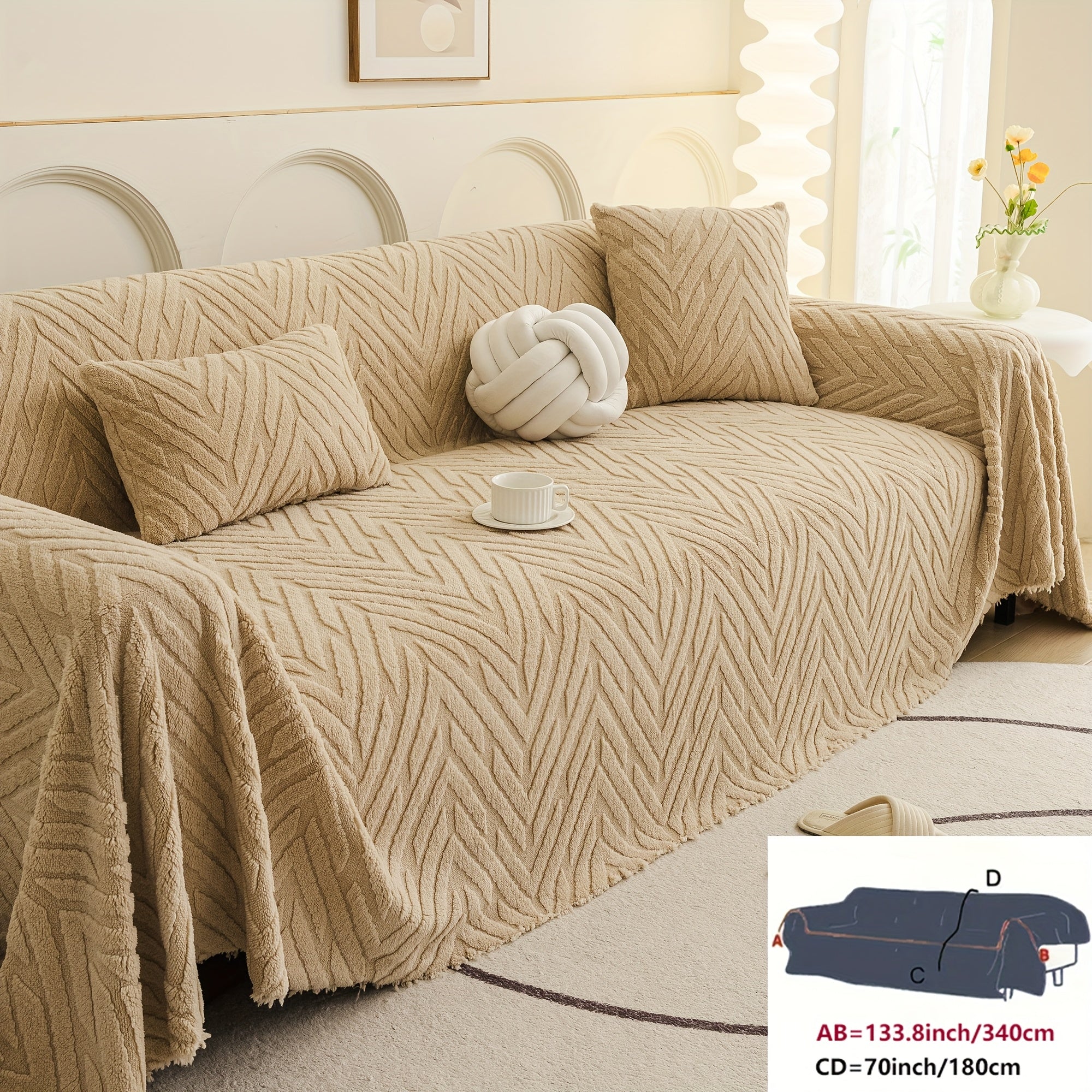 Arrow Feather Four Season Universal Sofa Cover, Multifunctional Sofa Cover, Anti Slip and Durable Machine Washable Sofa Cover, Decoration for Living Room and Bedroom Furniture, Modern and Simple Nordic Style, Elegant and Fashionable Decoration.