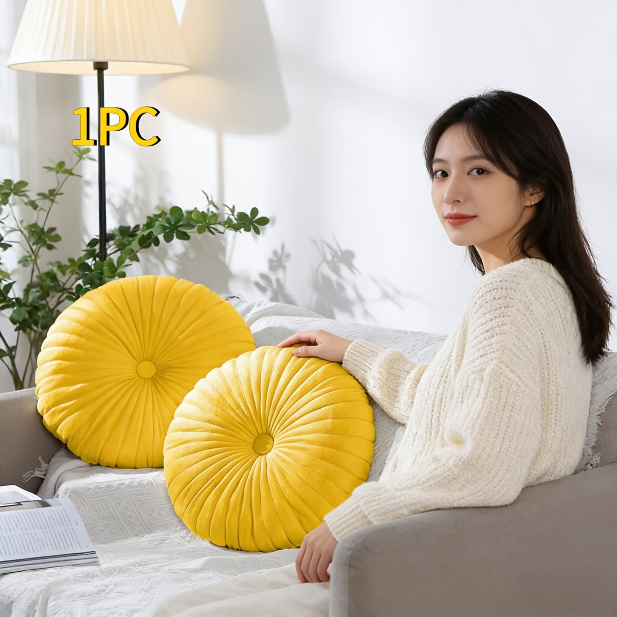 1pc Pink Round Throw Pillow, Nordic Modern Style, Simple Design, Sofa, Bed, Floating, Chair Cushion, Durable and Easy to Take Care Of, Bay Window Floor Seat Futon Decoration, First Choice for Gifts