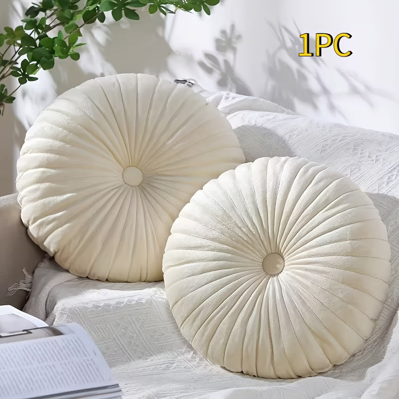 1pc Pink Round Throw Pillow, Nordic Modern Style, Simple Design, Sofa, Bed, Floating, Chair Cushion, Durable and Easy to Take Care Of, Bay Window Floor Seat Futon Decoration, First Choice for Gifts