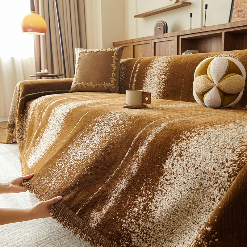 1pc Nordic Style Sofa Cover, Light Luxury Vintage Sofa Slipcover, Soft and Comfortable, Chenille All-season Use, Pet-friendly, Perfect for Bedroom, Office, and Living Room Home Decor