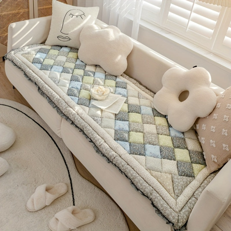 1pc Anti-slip Cushion 1pc Anti-slip Thickened Blue Gray Four Seasons Universal Steamed Bun Cushion Seat Pad | Multi-size, Living Room, Bedroom, Suitable for Two-seater, Three-seater Sofa