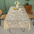 1pc Retro Style Polyester Fiber Table Cloth with Handmade & Fringe Trim | Simple Rectangular Design | Home & Dining Use