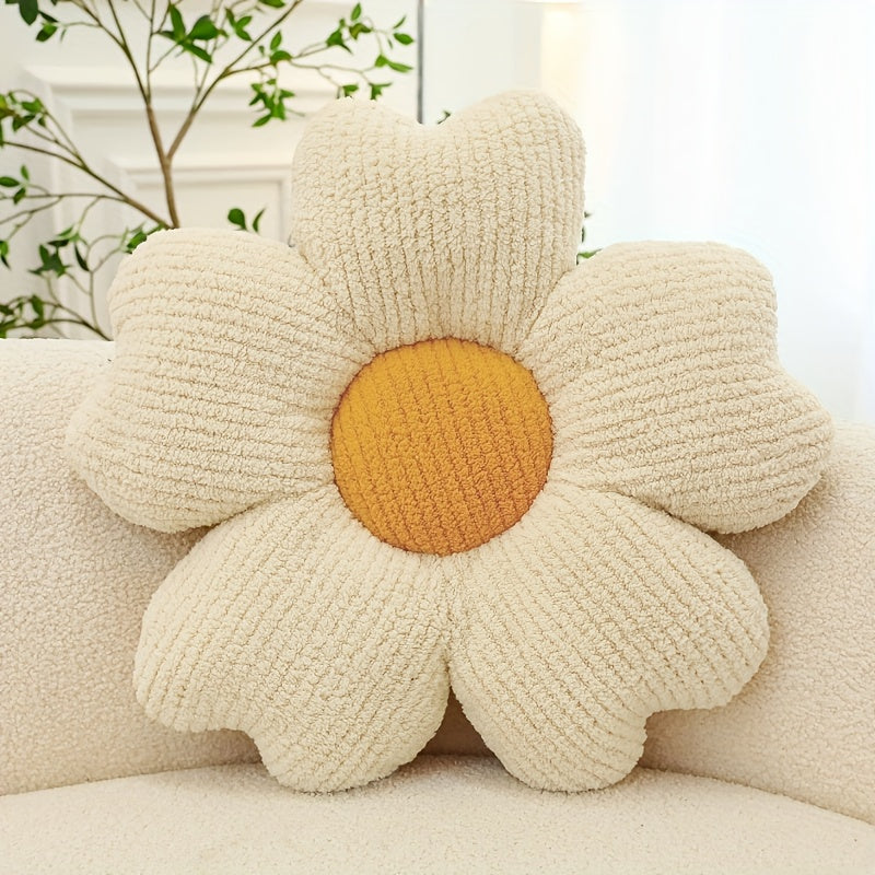 1pc FloralsKnitting Seat Cushion- Soft and Breathable Five Petal Flower Design, Washable Home Decoration, Suitable for Sofa, Dining Chair or Table, Mixed Colors(Pink and Yellow), Multifunctional Home Decoration
