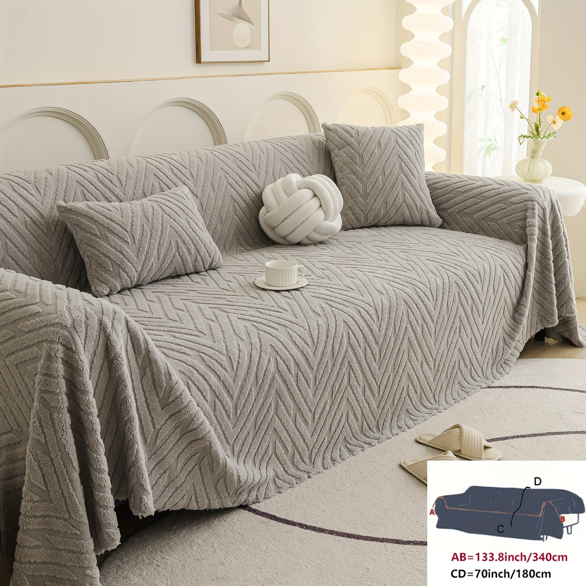 Arrow Feather Four Season Universal Sofa Cover, Multifunctional Sofa Cover, Anti Slip and Durable Machine Washable Sofa Cover, Decoration for Living Room and Bedroom Furniture, Modern and Simple Nordic Style, Elegant and Fashionable Decoration.