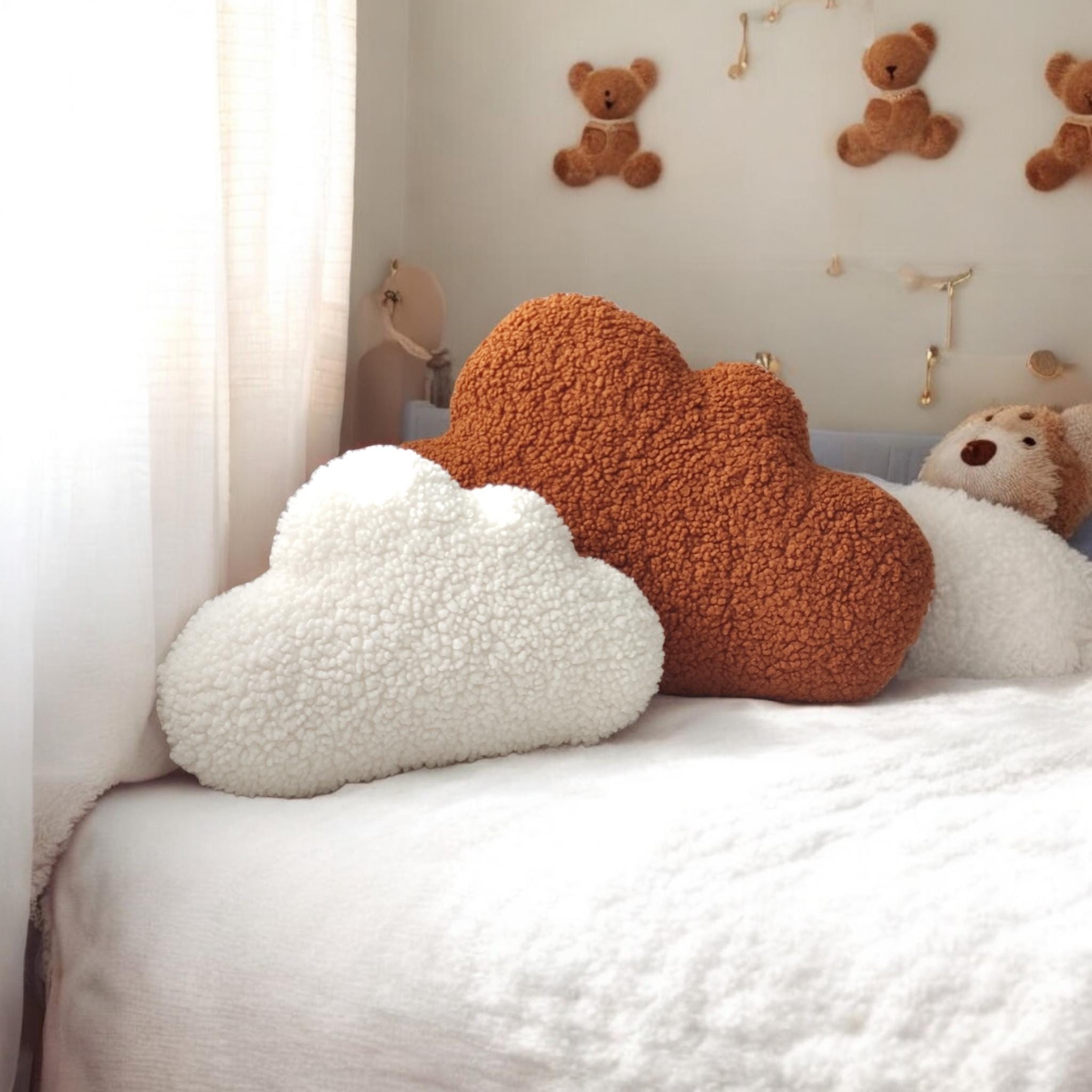 Handmade Teddy Cloud Pillow: Plush Baby Nursery Decor