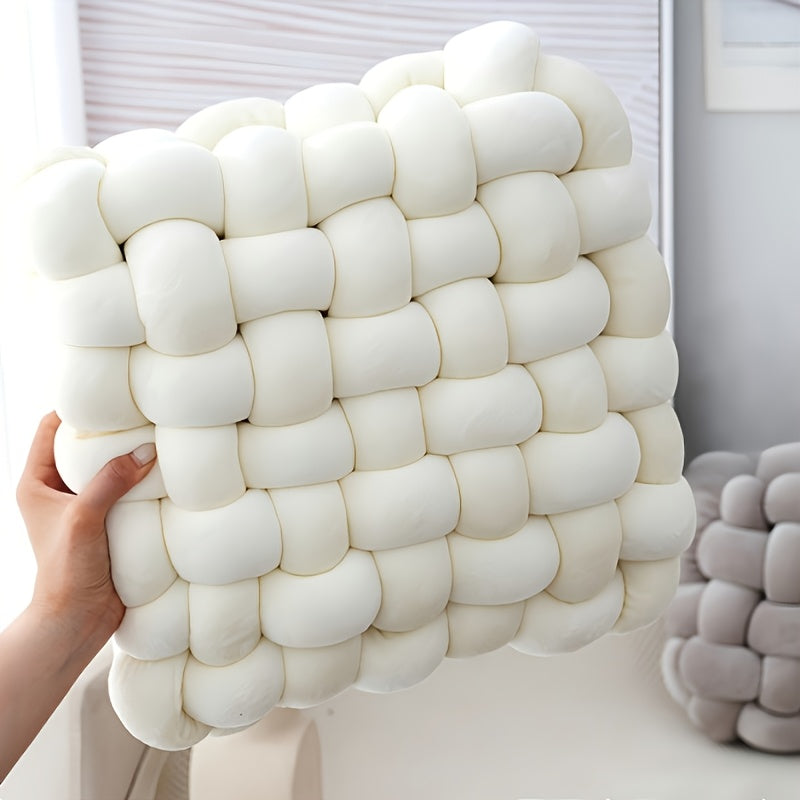 Handmade Square Throw & Back Cushion - Fiber Texture Sofa Bed Chair Office Pillow, Soft Tatami, Handwashable All-Season Decorative Accent for Home - Ideal Cozy Gift (Polyfill Suitable for Most Bedframes)