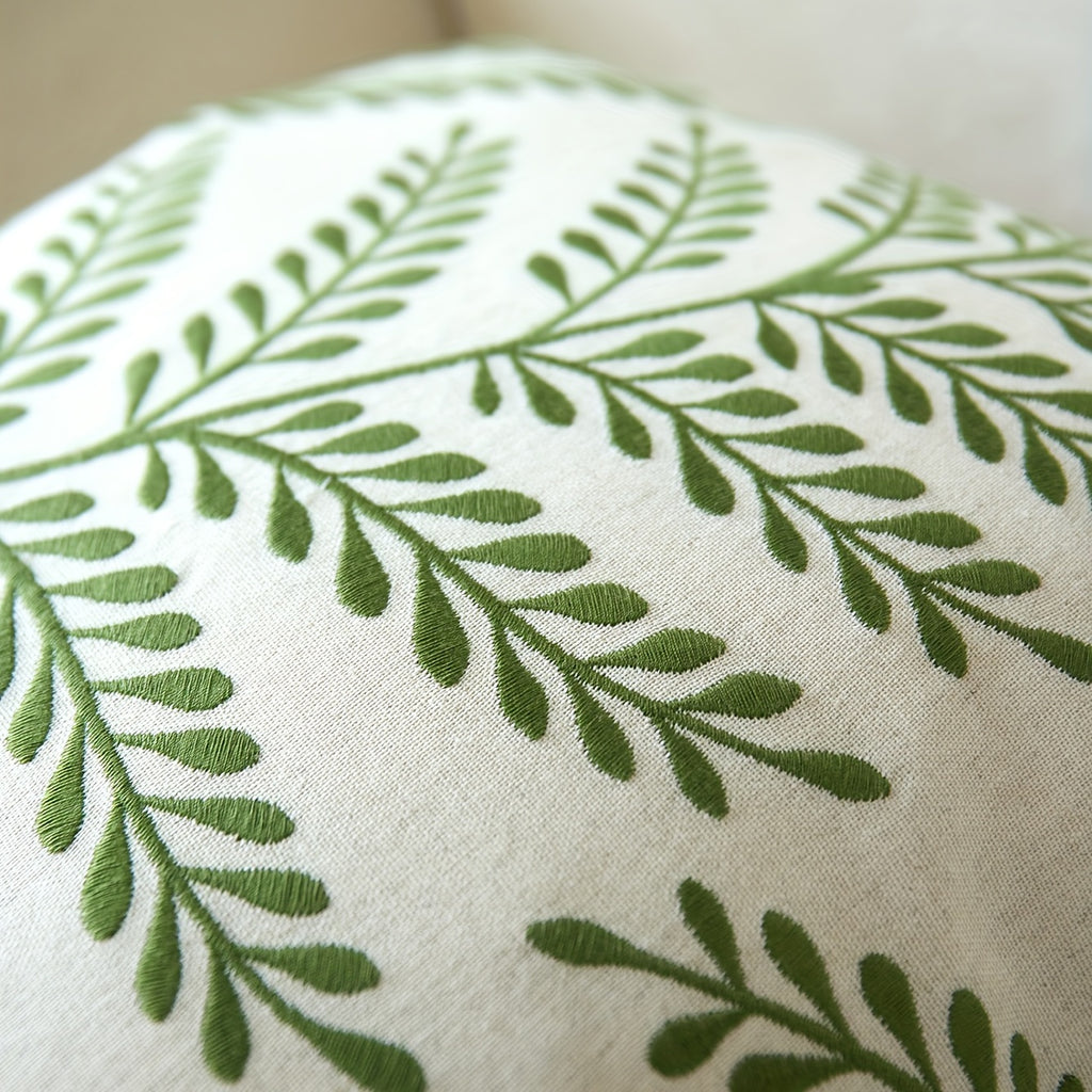 Leaf Embroidered Pillow Leaf Embroidered Throw Pillow | 1pc with Insert, 18*18in 20*12in, Rustic Style, Polyester Filling, Linen Cover, Four Seasons General Square Decorative Pillow Cushion, Suitable for Living Room, Bedroom, Couch Sofa, Home Decor