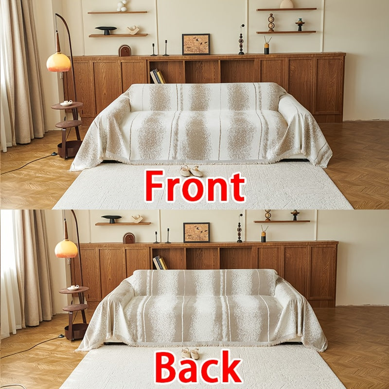 1pc Nordic Style Sofa Cover, Light Luxury Vintage Sofa Slipcover, Soft and Comfortable, Chenille All-season Use, Pet-friendly, Perfect for Bedroom, Office, and Living Room Home Decor