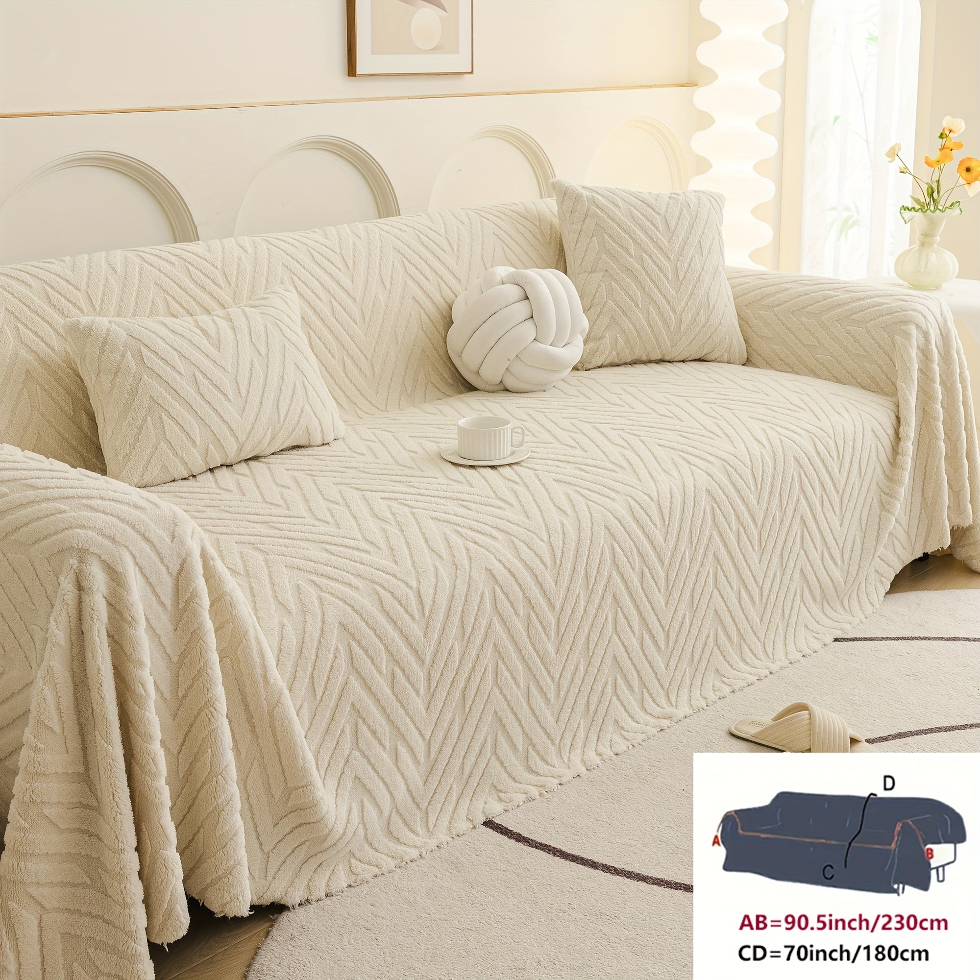 Arrow Feather Four Season Universal Sofa Cover, Multifunctional Sofa Cover, Anti Slip and Durable Machine Washable Sofa Cover, Decoration for Living Room and Bedroom Furniture, Modern and Simple Nordic Style, Elegant and Fashionable Decoration.