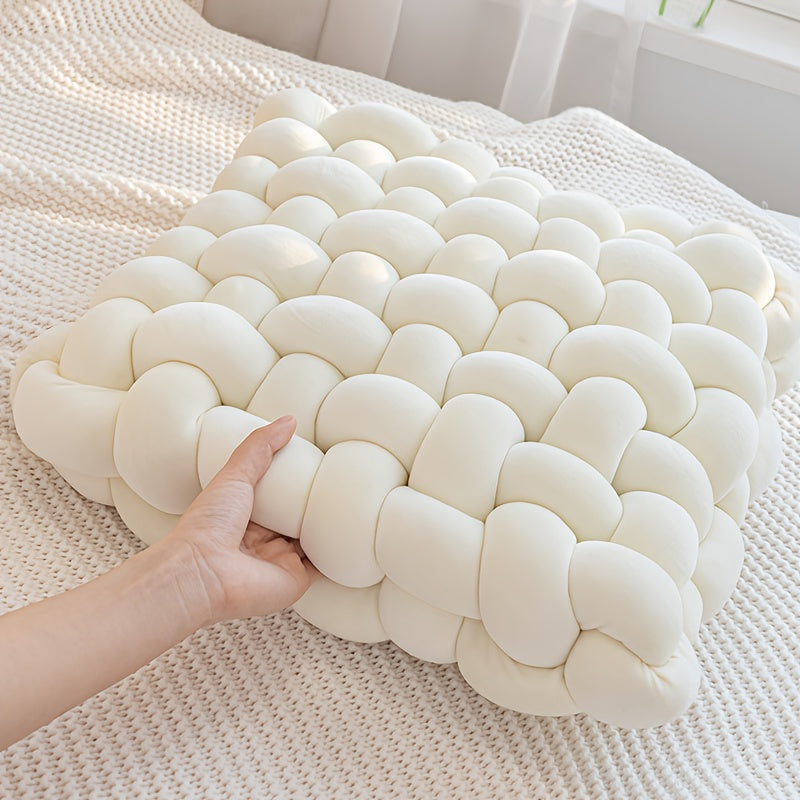 Handmade Square Throw & Back Cushion - Fiber Texture Sofa Bed Chair Office Pillow, Soft Tatami, Handwashable All-Season Decorative Accent for Home - Ideal Cozy Gift (Polyfill Suitable for Most Bedframes)