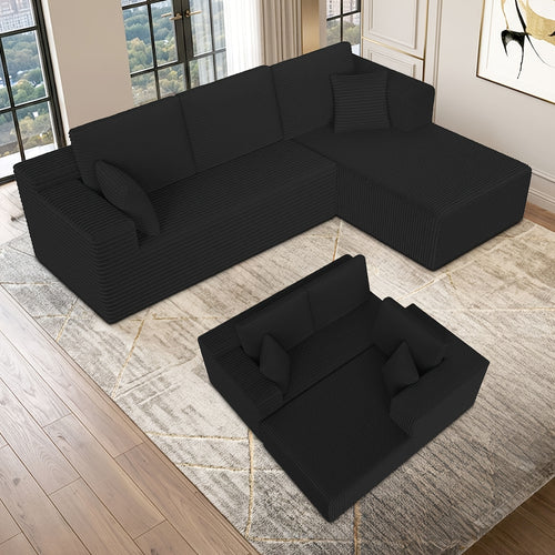 106-Inch Modern Modular L-Shaped Sofa, Featuring a Right-Facing Chaise, Soft Cushions, Exquisite Design, And Easy Assembly, Perfect for Spacious Areas - an Ideal Choice for Living Rooms And Apartments