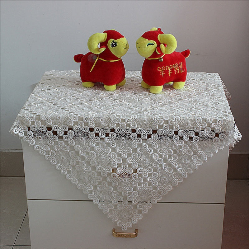 Water-Soluble Nightstand Cover, Easy Hollowed-Out Embroidered Coffee Table Cloth