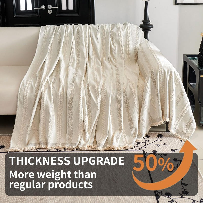 Compatible for 3-Seater, Single, Double, 4-Seater & Sofa Covers - Washable Bohemian Fringed Sectional Couch Cover Suitable for Dogs & Pets, Soft Furniture Protector Cover for Living Room, Fits Most Sofas