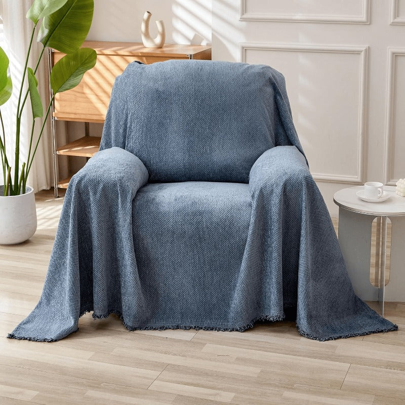 Compatible for 3-Seater, Single, Double, 4-Seater & Sofa Covers - Washable Bohemian Fringed Sectional Couch Cover Suitable for Dogs & Pets, Soft Furniture Protector Cover for Living Room, Fits Most Sofas