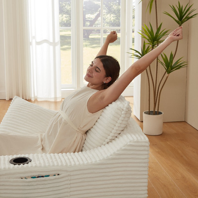 47.24 Inch Modern Comfortable Cushioned Compression Sofa with Unique Cushion Design, Lounge Chair for Living Room, Bedroom, Apartment, Office, White, Comfortable Backrest Sofa, Modern Minimalist Style, Suitable for Bedroom, Living Room