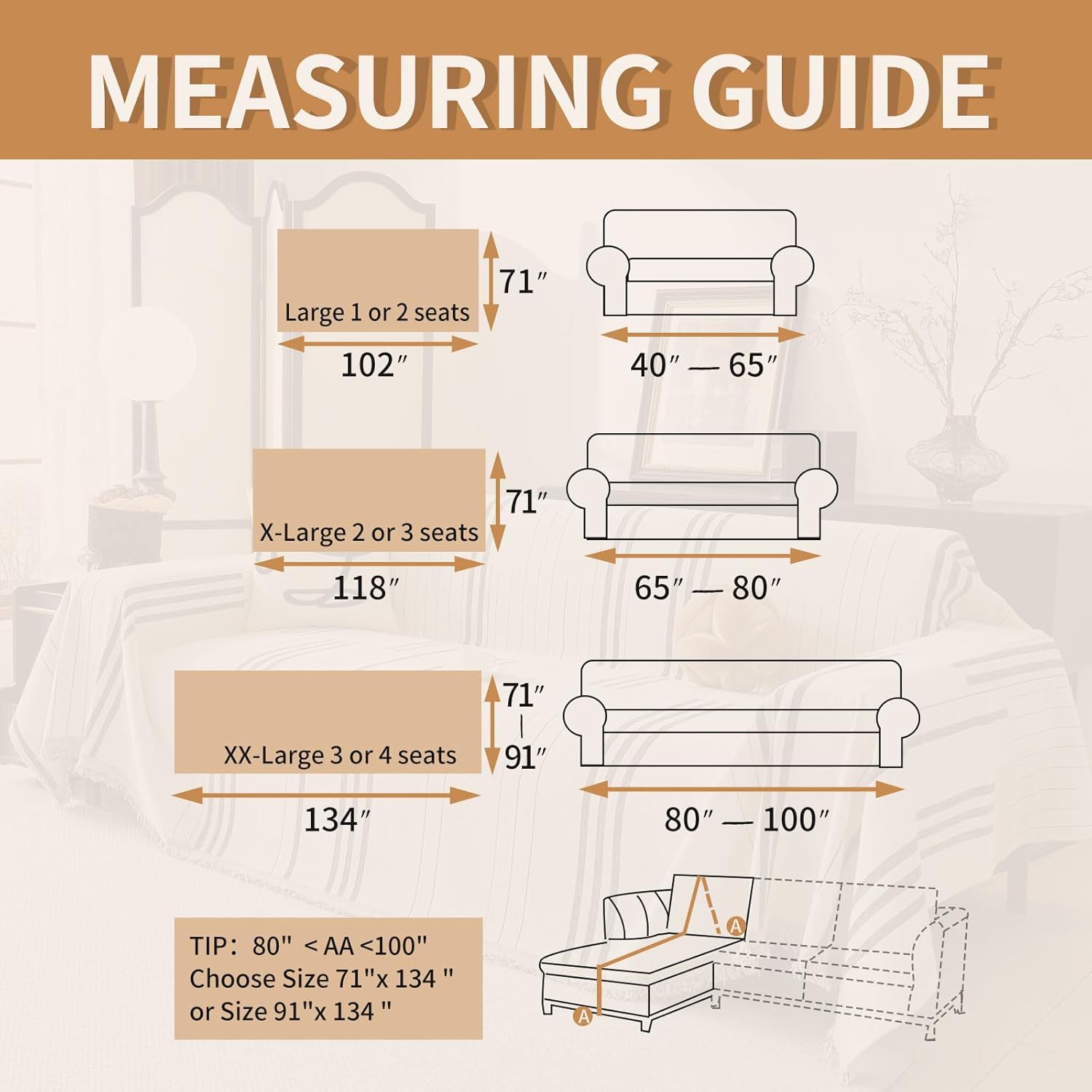 Boho Non-Slip Sofa Cover Compatible for 3-Seater, L-Shaped & Pet Couch Protector - Washable Chenille Sectional Cover with Tassels, Soft Cover Fits for Single\u002FDouble\u002F4-Seater Sofas