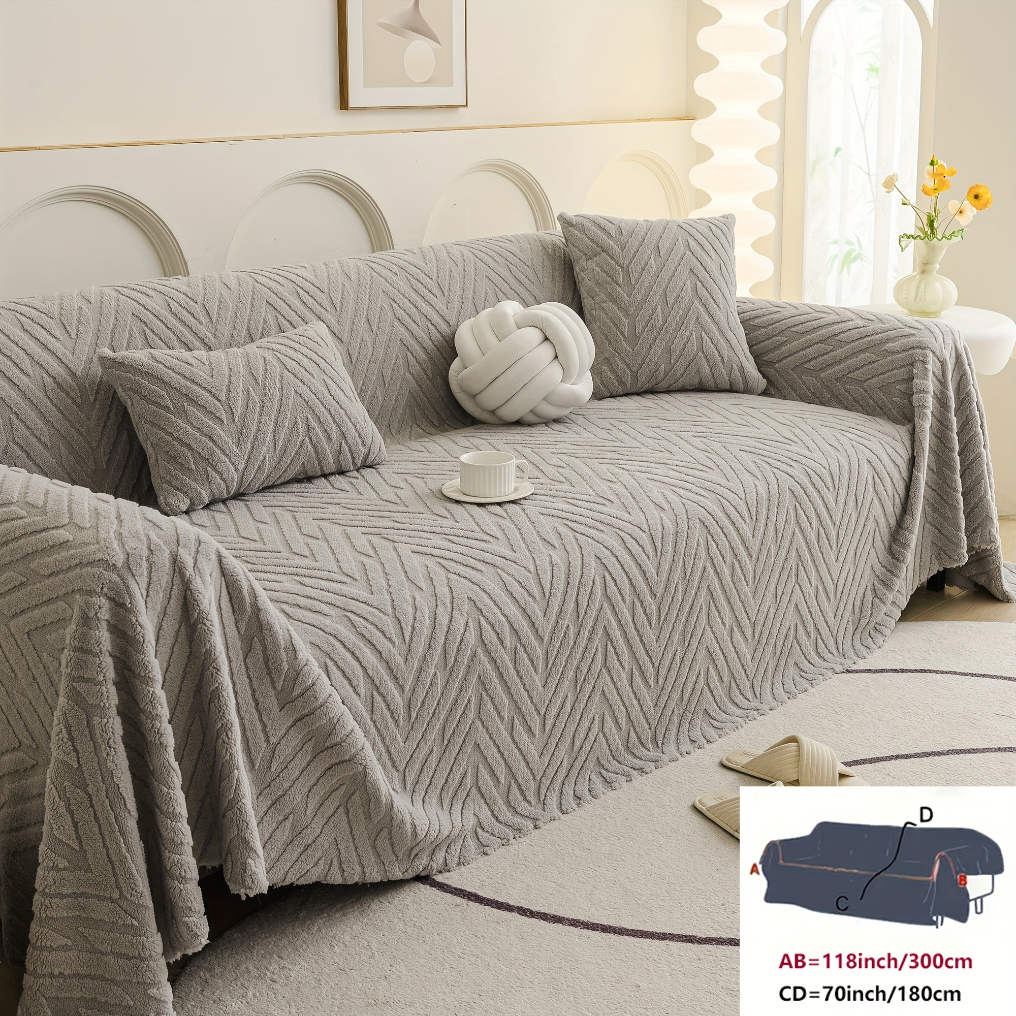 Arrow Feather Four Season Universal Sofa Cover, Multifunctional Sofa Cover, Anti Slip and Durable Machine Washable Sofa Cover, Decoration for Living Room and Bedroom Furniture, Modern and Simple Nordic Style, Elegant and Fashionable Decoration.