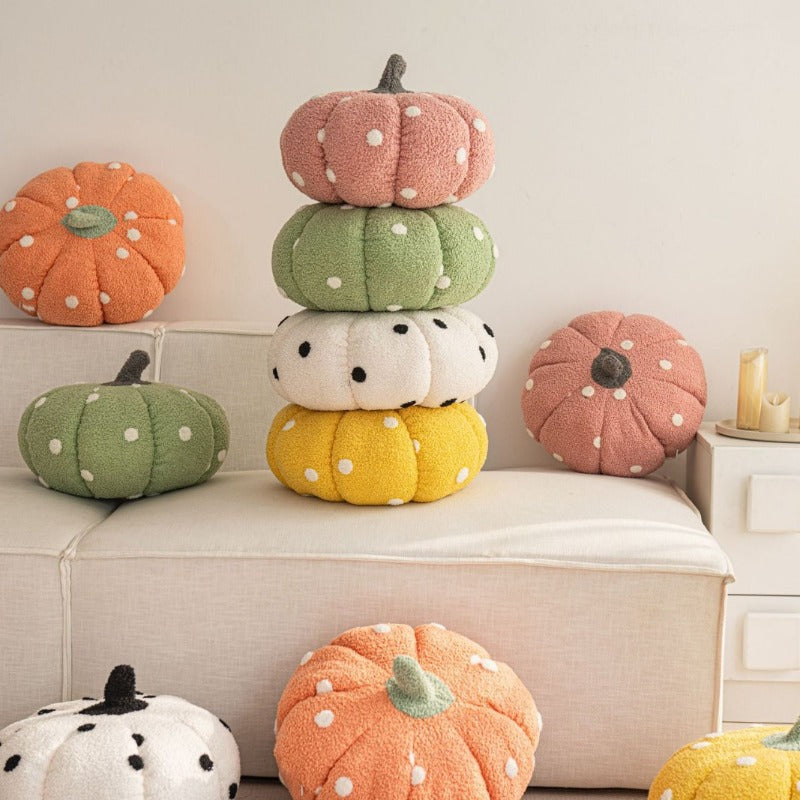 Contemporary Pumpkin Plush Cushion Suitable for Sofa Bed Car - Multicolor Stitched Waist Pillow with Bay Window Decor, Dry Only, - Cozy Waist for Living Room & Vehicle Interior Decoration