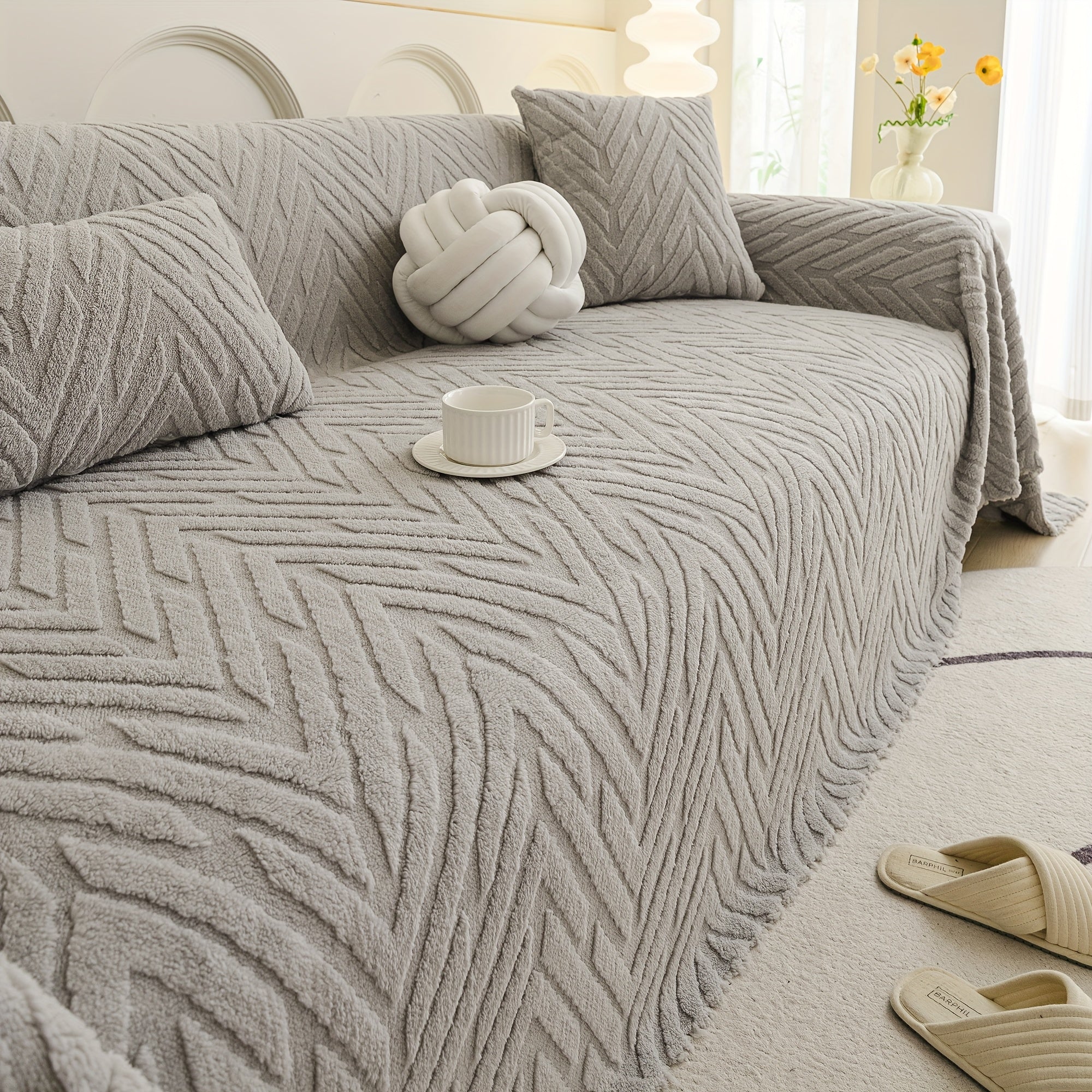 Arrow Feather Four Season Universal Sofa Cover, Multifunctional Sofa Cover, Anti Slip and Durable Machine Washable Sofa Cover, Decoration for Living Room and Bedroom Furniture, Modern and Simple Nordic Style, Elegant and Fashionable Decoration.