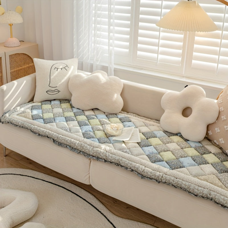 1pc Anti-slip Cushion 1pc Anti-slip Thickened Blue Gray Four Seasons Universal Steamed Bun Cushion Seat Pad | Multi-size, Living Room, Bedroom, Suitable for Two-seater, Three-seater Sofa