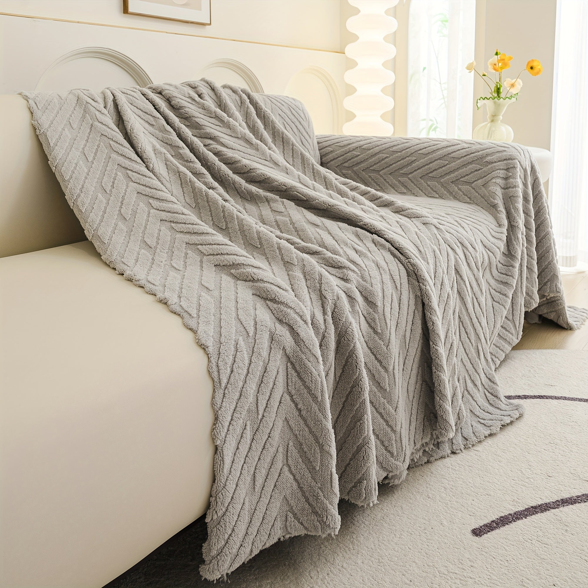 Arrow Feather Four Season Universal Sofa Cover, Multifunctional Sofa Cover, Anti Slip and Durable Machine Washable Sofa Cover, Decoration for Living Room and Bedroom Furniture, Modern and Simple Nordic Style, Elegant and Fashionable Decoration.