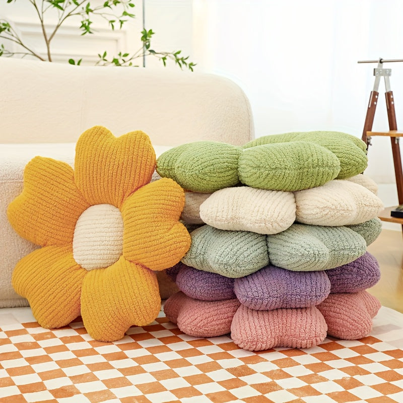 1pc FloralsKnitting Seat Cushion- Soft and Breathable Five Petal Flower Design, Washable Home Decoration, Suitable for Sofa, Dining Chair or Table, Mixed Colors(Pink and Yellow), Multifunctional Home Decoration