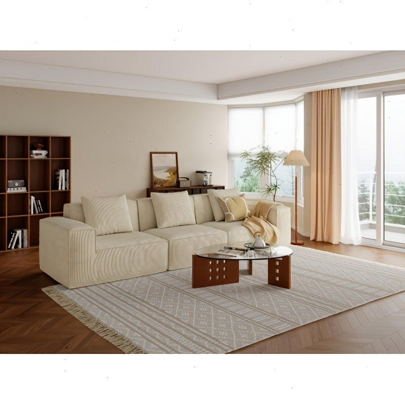 118-Inch Modular Sectional Sofa That Can Be Transformed Into an Oversized Sofa Bed. Comes with a Free Sofa Cover Set, Featuring Flexible Configurations And Soft Corduroy Velvet Fabric for a Three-Person Arrangement