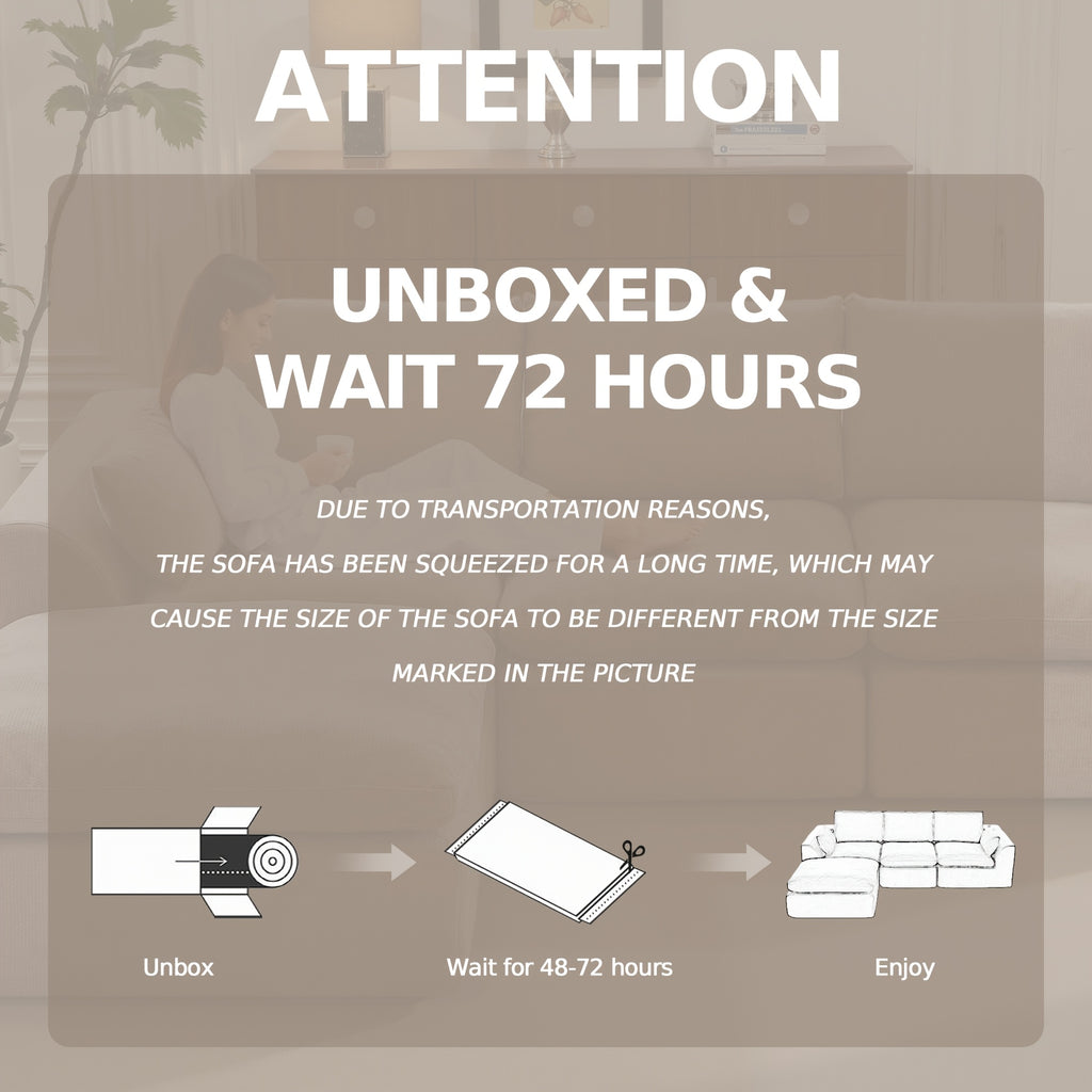 Boneless Sectional Couch Cloud Sofa With Ottoman, Modular Memory Foam Couches For Living Room, Large L Shaped Modern 3 Seater Floor Sofa Set, No Assembly, Comfy Deep Seats | Adjustable Backrest, Deep Seat, High-Resilience Foam